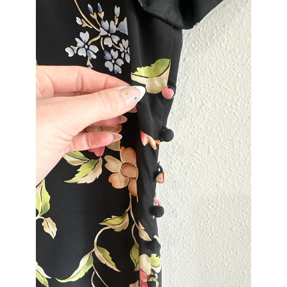 Late 90’s Whimsigoth Floral Silk Maxi Dress 14 - Picture 11 of 13
